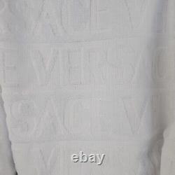 Versace Baroque And Greca Print White/Silver Long Unisex Bathrobe New