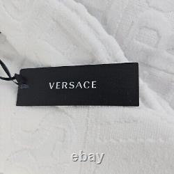 Versace Baroque And Greca Print White/Silver Long Unisex Bathrobe New