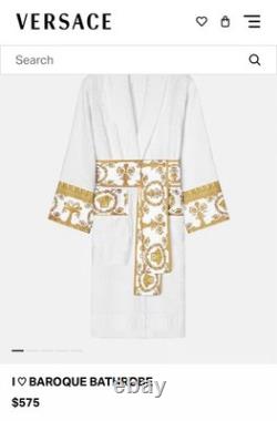 Versace Baroque Bathrobe Authentic Cotton One Size, YellowithGold White