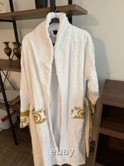 Versace Baroque Bathrobe Authentic Cotton One Size, YellowithGold White