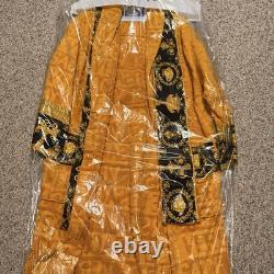 Versace Baroque Bathrobe Authentic Cotton Small/ OS. YellowithGold Dry-Cleaned