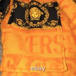 Versace Baroque Bathrobe Authentic Cotton Small/ OS. YellowithGold Dry-Cleaned