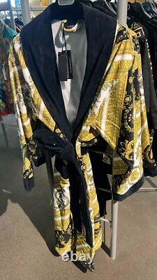 Versace Baroque Bathrobe For Men Plush 100% Cotton Black/White NWT