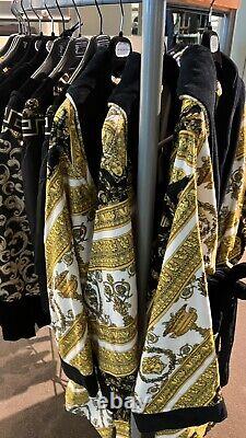 Versace Baroque Bathrobe For Men Plush 100% Cotton Black/White NWT