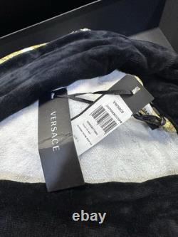 Versace Baroque Bathrobe For Men Plush 100% Cotton Black/White NWT