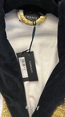 Versace Baroque Bathrobe For Men Plush 100% Cotton Black/White NWT