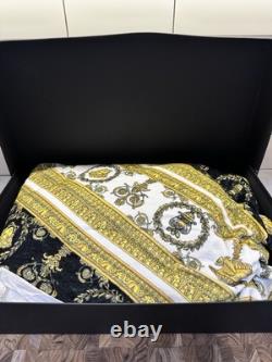 Versace Baroque Bathrobe For Men Plush 100% Cotton Black/White NWT