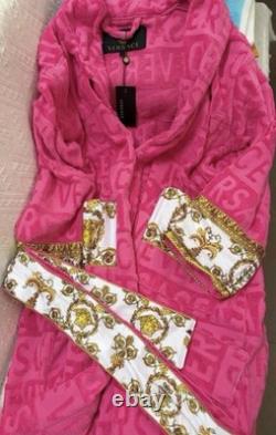 Versace Baroque Bathrobe Pink-One Size