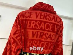 Versace Baroque Logo Jacquard Red Bathrobe Size M