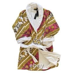 Versace Baroque Medusa Head Unisex Bathrobe Pink/Gold Size Large BNWT