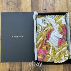 Versace Baroque Medusa Head Unisex Bathrobe Pink/Gold Size Large BNWT