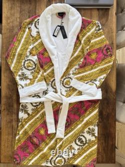 Versace Baroque Medusa Head Unisex Bathrobe Pink/Gold Size Large BNWT