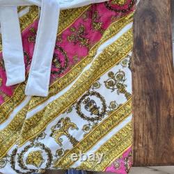 Versace Baroque Medusa Head Unisex Bathrobe Pink/Gold Size Large BNWT