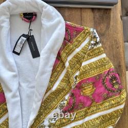 Versace Baroque Medusa Head Unisex Bathrobe Pink/Gold Size Large BNWT