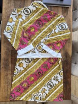 Versace Baroque Medusa Head Unisex Bathrobe Pink/Gold Size Large BNWT