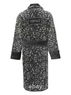 Versace Baroque Print Anthracite Long Unisex Bathrobe New