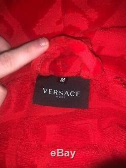 Versace Bathrobe Red Luxury Designer Barocco Print Size Medium