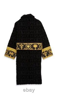 Versace Bathrobe Size S Versace Logo & Baroque Print Cotton Terry Dressing Gown