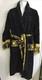 Versace Bathrobe Wolfe Black Crushed Terry Pattern With Tie Gold Medusa Print XL