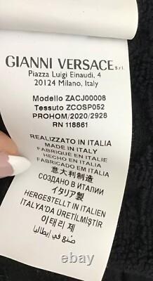 Versace Bathrobe Wolfe Black Crushed Terry Pattern With Tie Gold Medusa Print XL