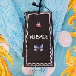 Versace Butterflies Baroque Azur Blue/Multicolor Unisex Long Bathrobe New