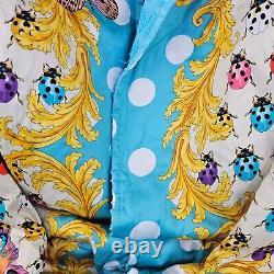 Versace Butterflies Baroque Azur Blue/Multicolor Unisex Long Bathrobe New