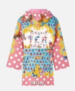 Versace Butterfly Short Cotton Terry Bath Robe Large 1011459 Italy NWT $1300