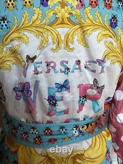 Versace Butterfly Short Cotton Terry Bath Robe Large 1011459 Italy NWT $1300