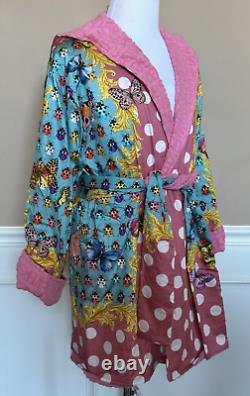 Versace Butterfly Short Cotton Terry Bath Robe Large 1011459 Italy NWT $1300