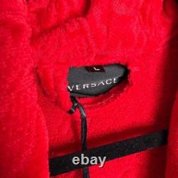 Versace Cotton Logo Bathrobe Red Gold Men's Size Large