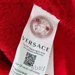 Versace Cotton Logo Bathrobe Red Gold Men's Size Large