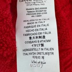 Versace Cotton Logo Bathrobe Red Gold Men's Size Large