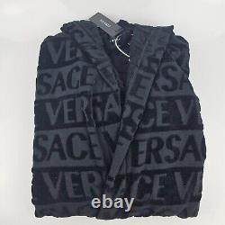 Versace Greca Black Unisex Crystals Bathrobe New