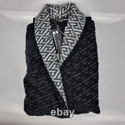 Versace Greca Print Black Bathrobe New