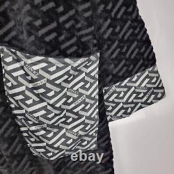 Versace Greca Print Black Bathrobe New