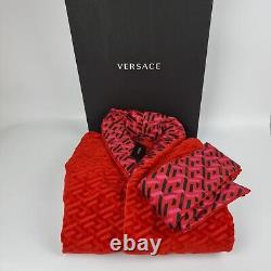 Versace Greca Print Red Bathrobe New