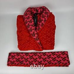 Versace Greca Print Red Bathrobe New