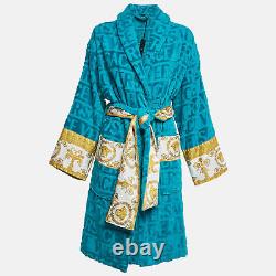 Versace Home Blue Monogram Medusa Amplified Terry Bathrobe S