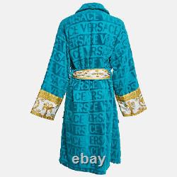 Versace Home Blue Monogram Medusa Amplified Terry Bathrobe S