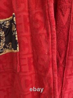 Versace Home Men's I Heart Baroque Bath Robe Red Size X-Large Authentic Luxury