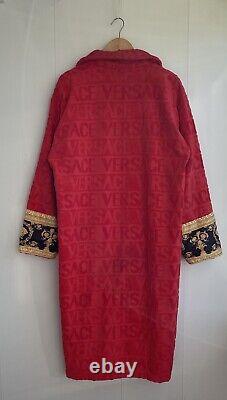 Versace Home Men's I Heart Baroque Bath Robe Red Size X-Large Authentic Luxury