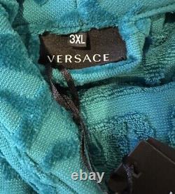 Versace I Heart Baroque Cotton Bathrobe Capri Blue Unisex Size 3XL Authentic