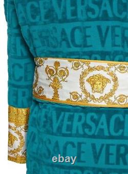 Versace I Heart Baroque Cotton Bathrobe Capri Blue Unisex Size XXL Authentic