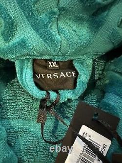 Versace I Heart Baroque Cotton Bathrobe Capri Blue Unisex Size XXL Authentic