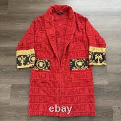 Versace I Love Baroque Red Bathrobe Size Small Authentic MISSING BELT TIE