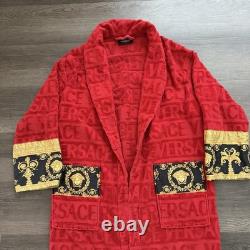 Versace I Love Baroque Red Bathrobe Size Small Authentic MISSING BELT TIE