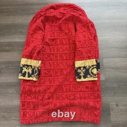 Versace I Love Baroque Red Bathrobe Size Small Authentic MISSING BELT TIE