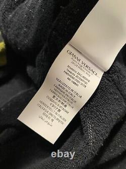 Versace La Greca Embroidered Sequence Silk Bathrobe In Khaki Size Medium