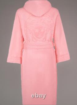 Versace La Medusa Hooded Bathrobe Pink Size L Authentic