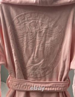 Versace La Medusa Hooded Bathrobe Pink Size L Authentic